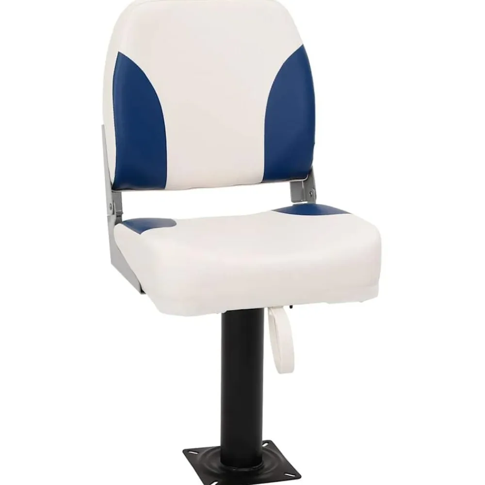 vidaXL Asiento plegable para barco 1 juego 41x36x48 cm Azul y blanco Hot