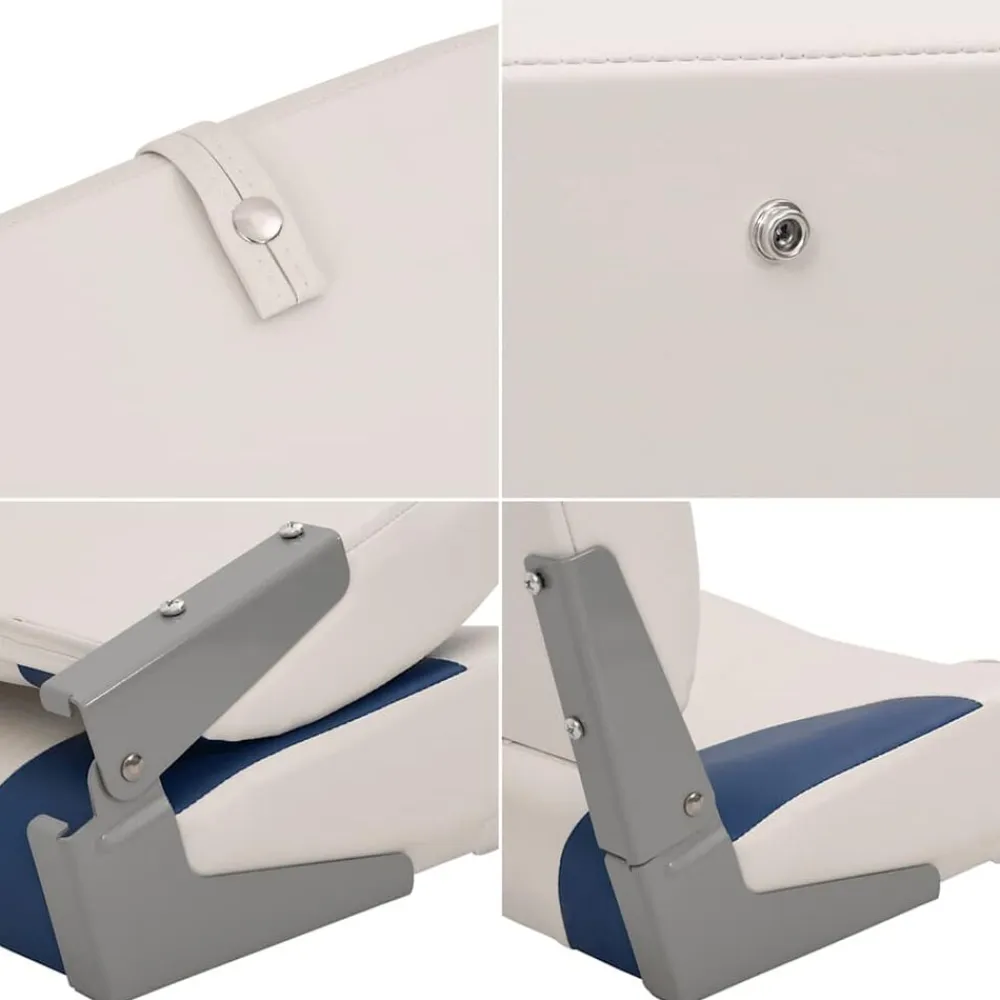 vidaXL Asiento plegable para barco 1 juego 41x36x48 cm Azul y blanco Hot