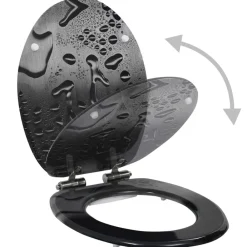 vidaXL Asiento WC con tapa de cierre suave MDF diseño gotas de agua