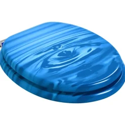vidaXL Fontanería-Asiento WC tapa cierre suave 2 uds MDF azul diseño gota de agua