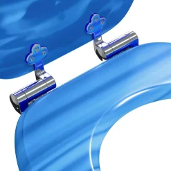 vidaXL Fontanería-Asiento WC tapa cierre suave 2 uds MDF azul diseño gota de agua