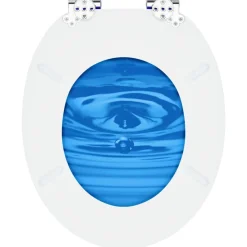 vidaXL Fontanería-Asiento WC tapa cierre suave 2 uds MDF azul diseño gota de agua