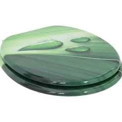 vidaXL Asiento WC tapa cierre suave 2 uds MDF verde diseño gota agua Discount