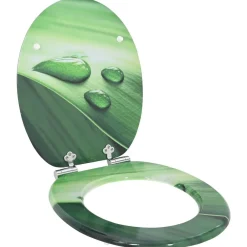 vidaXL Asiento WC tapa cierre suave 2 uds MDF verde diseño gota agua Discount