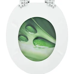 vidaXL Asiento WC tapa cierre suave 2 uds MDF verde diseño gota agua Discount