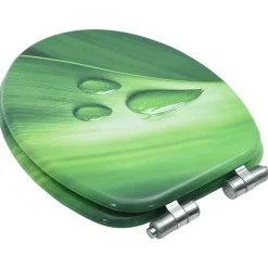 vidaXL Fontanería-Asiento WC tapa de cierre suave MDF verde diseño gotas de agua