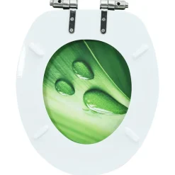 vidaXL Fontanería-Asiento WC tapa de cierre suave MDF verde diseño gotas de agua