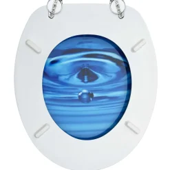 vidaXL Fontanería-Asiento WC y tapa MDF azul diseño gotas de agua