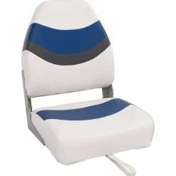 vidaXL Asientos de barco plegables con respaldo alto 2 uds 44x38x55 cm Blanco y azul Hot