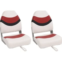 vidaXL Asientos de barco plegables con respaldo alto 2 uds 44x38x55 cm Rojo y negro New