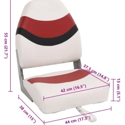 vidaXL Asientos de barco plegables con respaldo alto 2 uds 44x38x55 cm Rojo y negro New