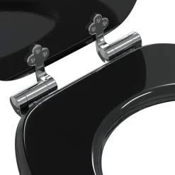 vidaXL Asientos de inodoro con tapas de cierre suave 2 uds MDF negro Clearance