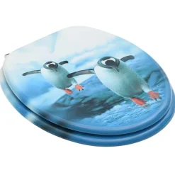 vidaXL Asientos de inodoro con tapa 2 unidades MDF diseño de pingüinos Sale