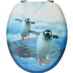 vidaXL Asientos de inodoro con tapa 2 unidades MDF diseño de pingüinos Sale
