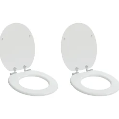 vidaXL Asientos de inodoro con tapas de cierre suave 2 uds MDF blanco Outlet