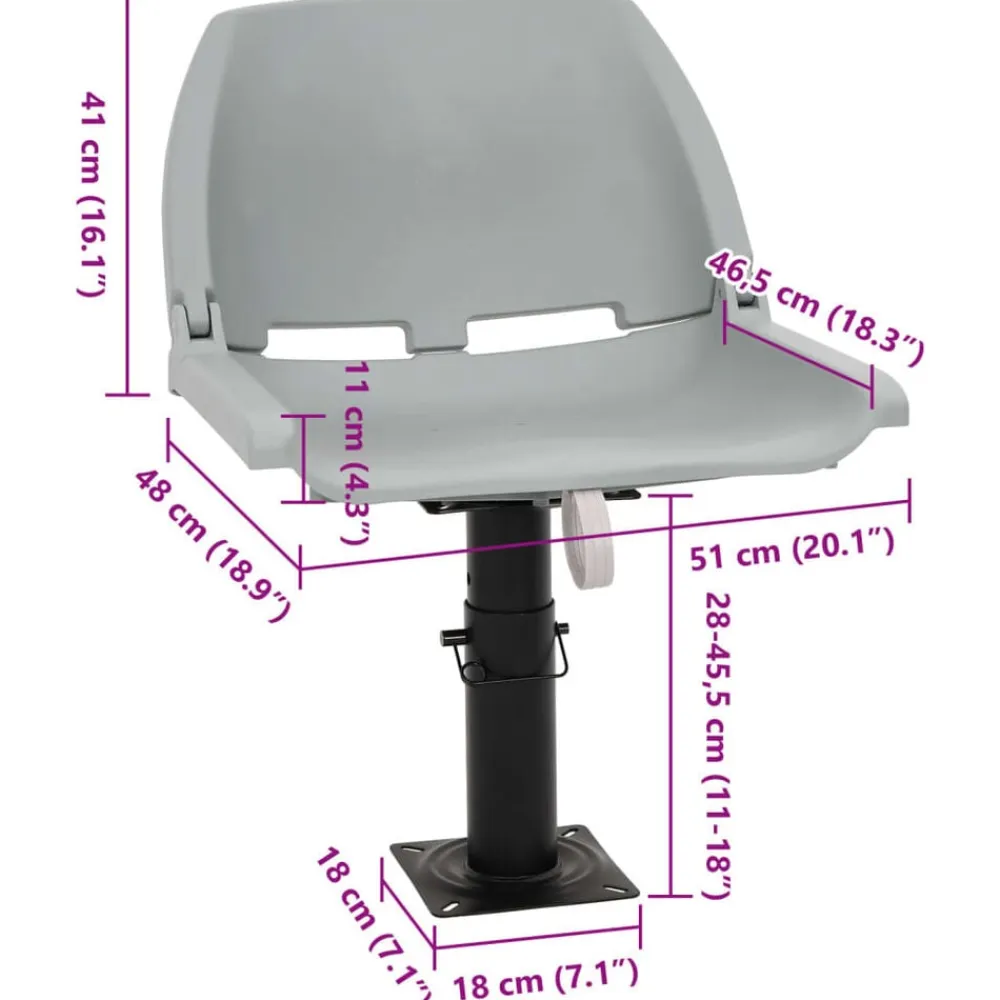 vidaXL Asientos plegables de barco sin cojín 2 uds 48x51x41 cm Gris Online