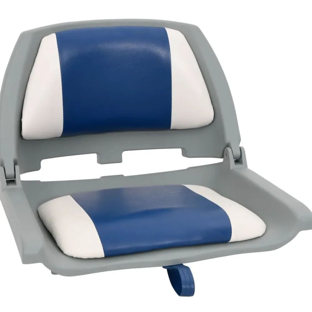 vidaXL Asientos plegables de barco 2 uds 48x51x41 cm Azul y blanco Sale
