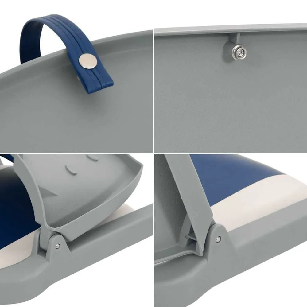 vidaXL Asientos plegables de barco 2 uds 48x51x41 cm Azul y blanco Hot