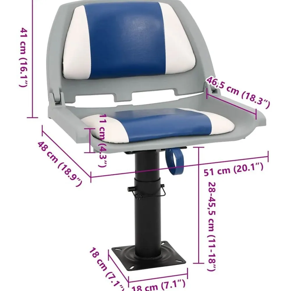 vidaXL Asientos plegables de barco 2 uds 48x51x41 cm Azul y blanco Hot