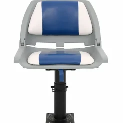 vidaXL Asientos plegables de barco 2 uds 48x51x41 cm Azul y blanco Hot