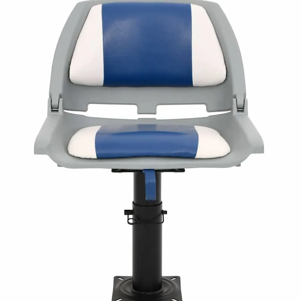 vidaXL Asientos plegables de barco 2 uds 48x51x41 cm Azul y blanco Hot