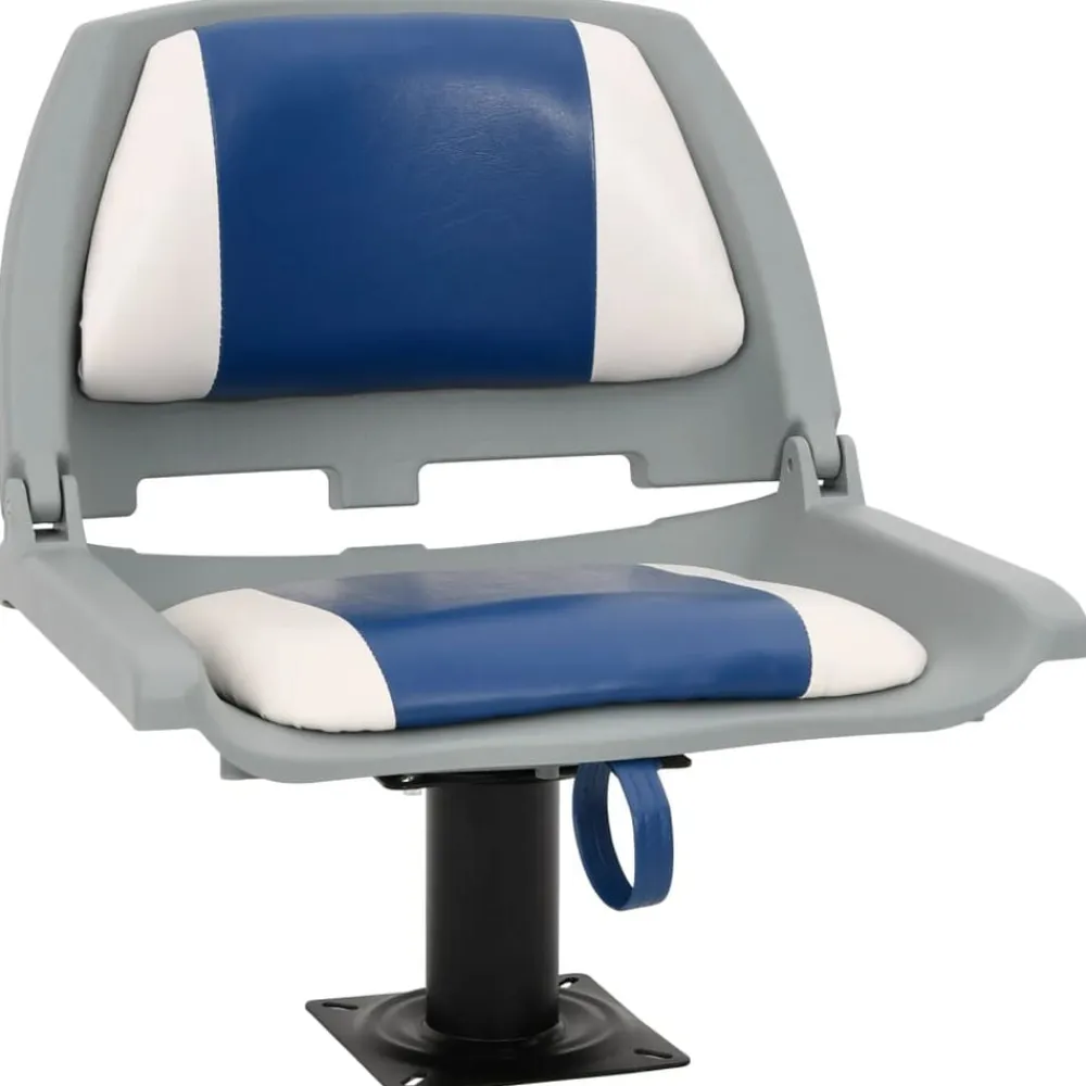 vidaXL Asientos plegables de barco 2 uds 48x51x41 cm Azul y blanco New