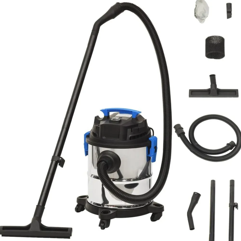 vidaXL Aspirador en seco y húmedo plateado 1200 W 20 L New