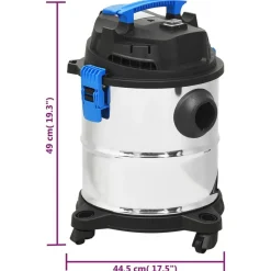 vidaXL Aspirador en seco y húmedo plateado 1200 W 20 L New