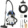 vidaXL Electrodomésticos-Aspirador en seco y húmedo plateado 1200 W 30 L