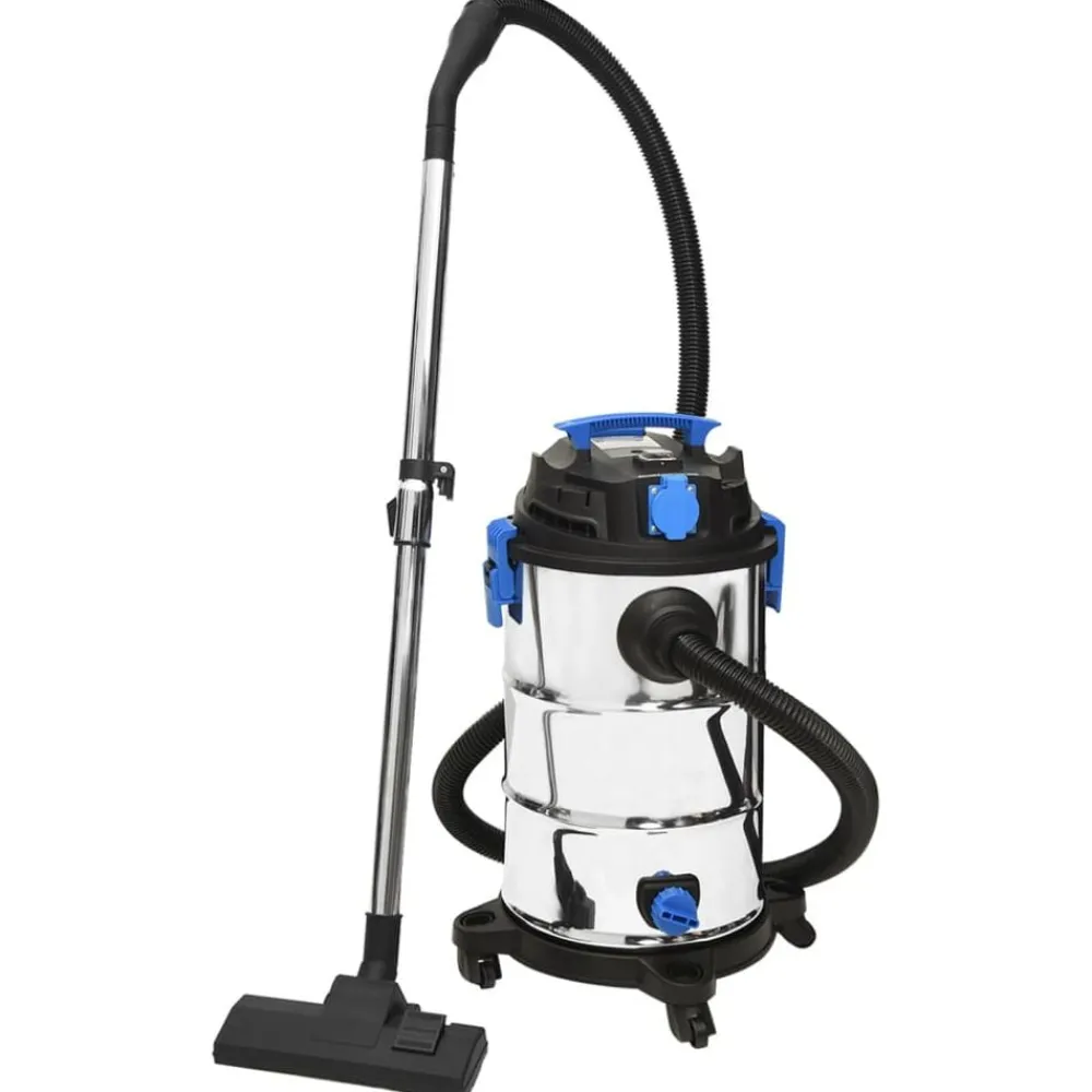 vidaXL Electrodomésticos-Aspirador en seco y húmedo plateado 1200 W 30 L
