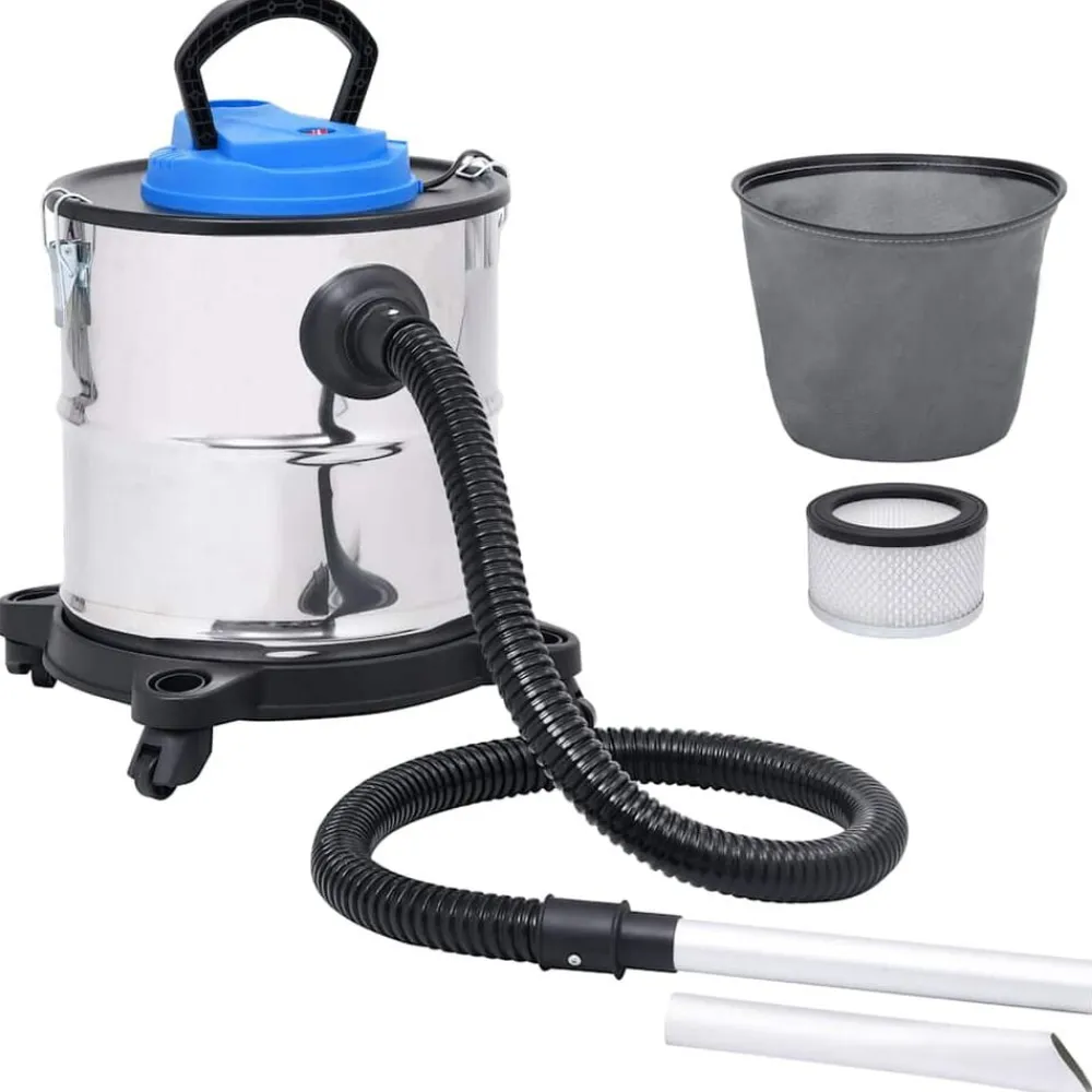 vidaXL Electrodomésticos-Aspiradora de cenizas filtro HEPA 1200 W 20 L acero inoxidable