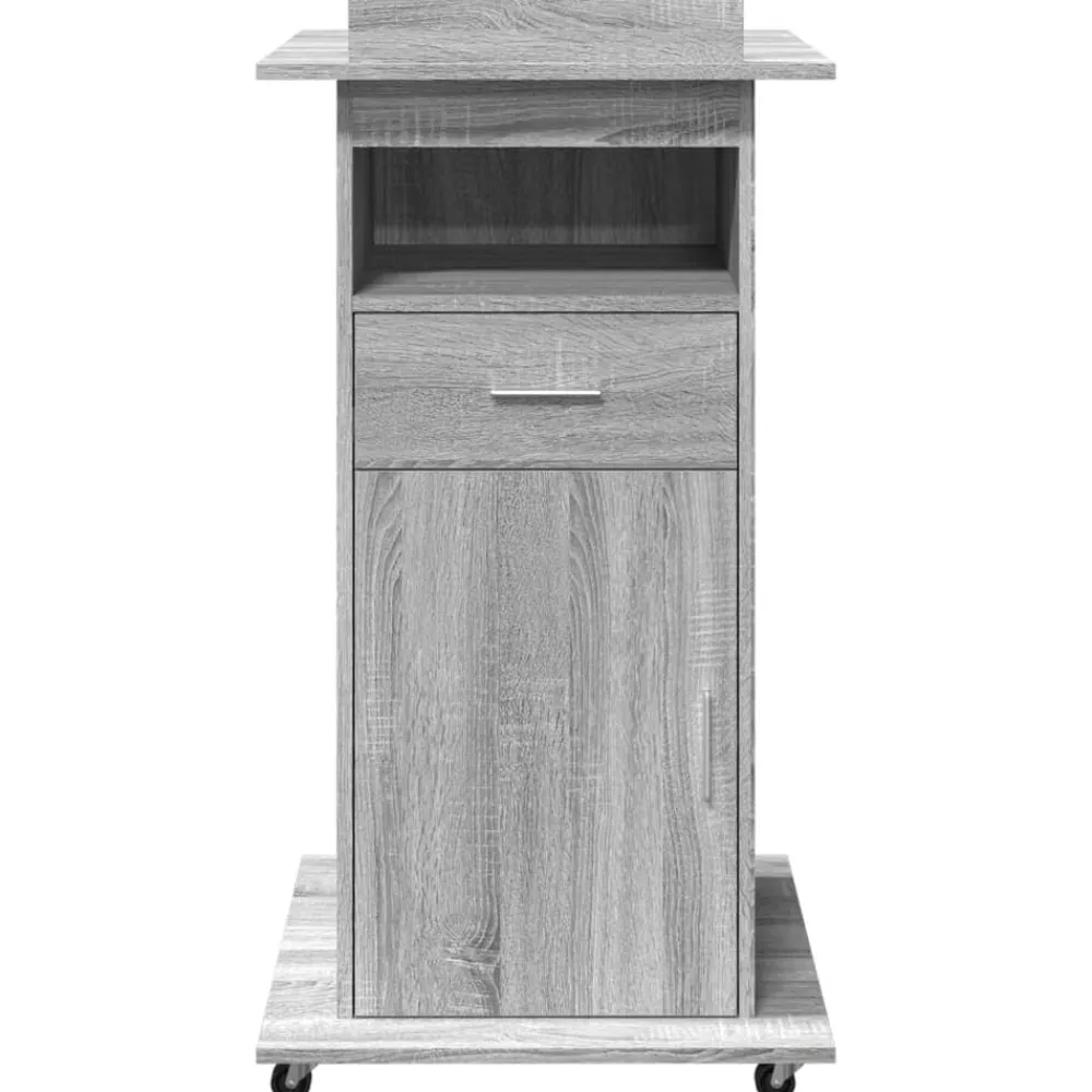 vidaXL Mobiliario De Oficina-Atril con ruedas y cajón madera 55x55x107 cm