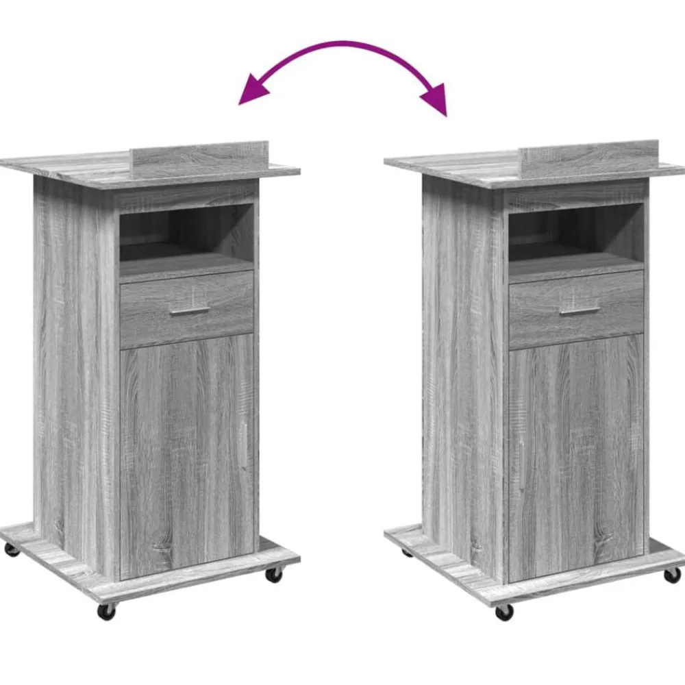 vidaXL Mobiliario De Oficina-Atril con ruedas y cajón madera 55x55x107 cm