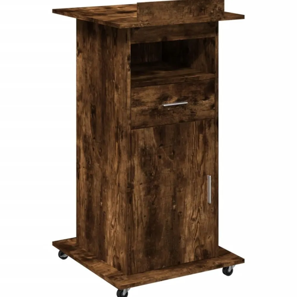 vidaXL Mobiliario De Oficina-Atril con ruedas y cajón madera 55x55x107 cm