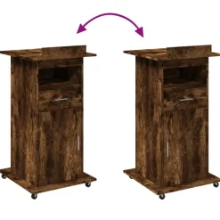 vidaXL Mobiliario De Oficina-Atril con ruedas y cajón madera 55x55x107 cm