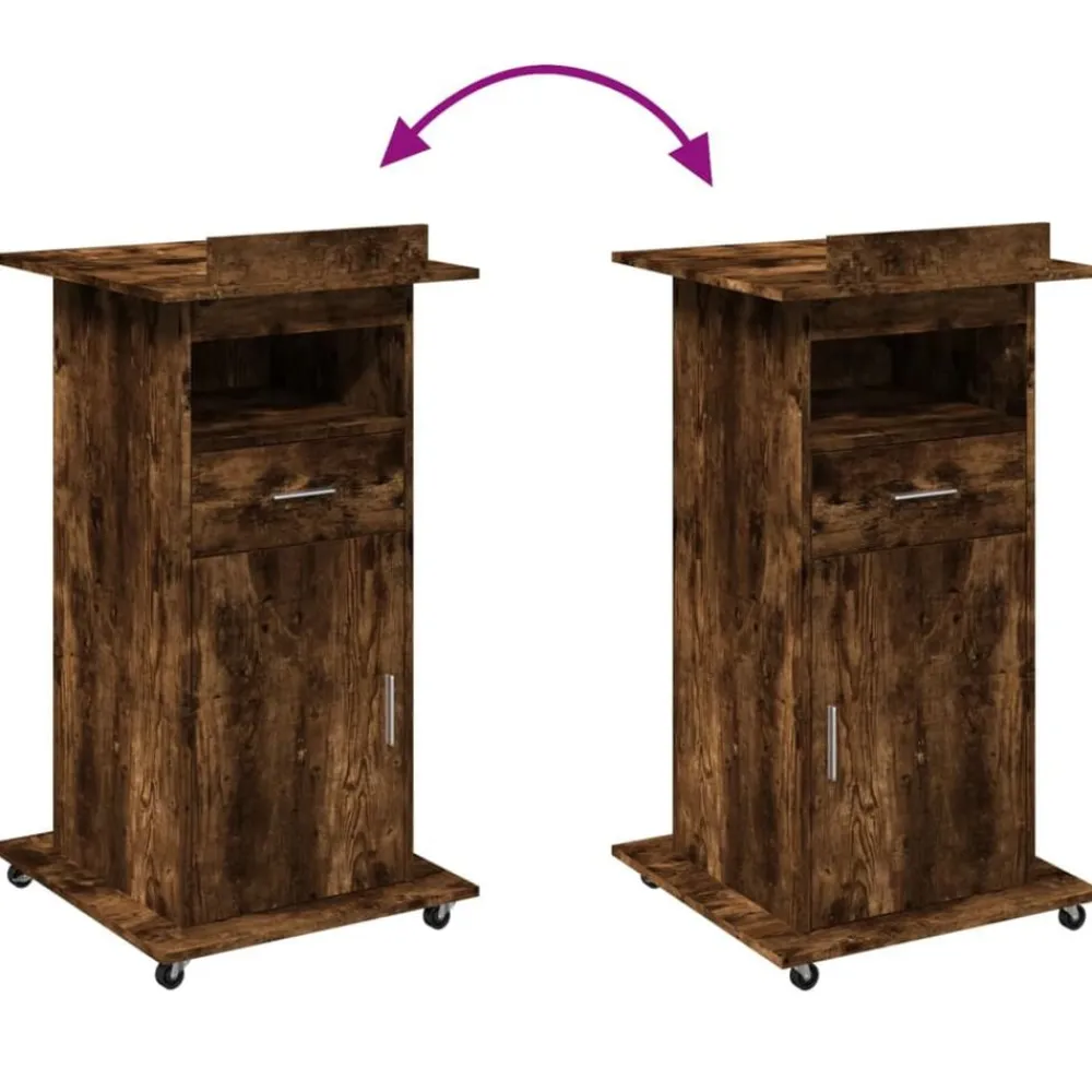 vidaXL Mobiliario De Oficina-Atril con ruedas y cajón madera 55x55x107 cm