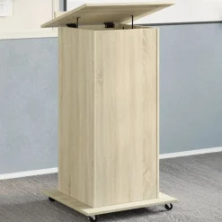 vidaXL Atril con ruedas y cajón madera 55x55x107 cm Roble Sonoma Discount