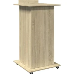 vidaXL Atril con ruedas y cajón madera 55x55x107 cm Roble Sonoma Discount