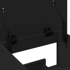vidaXL Atril con ruedas y cajón madera ingeniería 55x55x107 cm Negro New