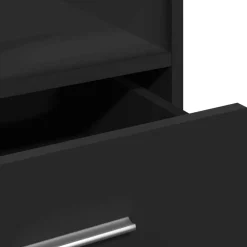 vidaXL Atril con ruedas y cajón madera ingeniería 55x55x107 cm Negro New