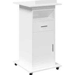 vidaXL Mobiliario De Oficina-Atril con ruedas y cajón madera ingeniería 55x55x107 cm
