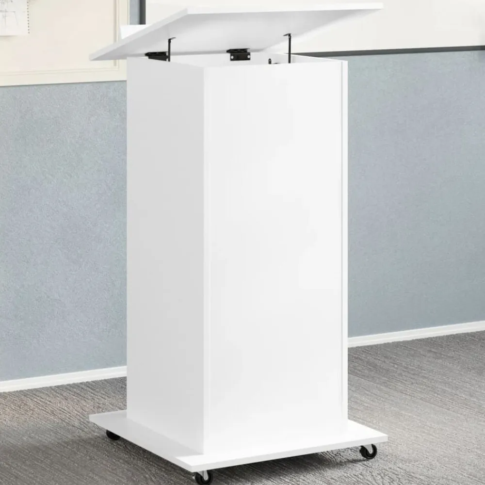 vidaXL Mobiliario De Oficina-Atril con ruedas y cajón madera ingeniería 55x55x107 cm