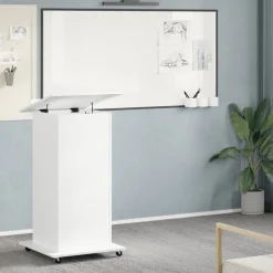 vidaXL Mobiliario De Oficina-Atril con ruedas y cajón madera ingeniería 55x55x107 cm