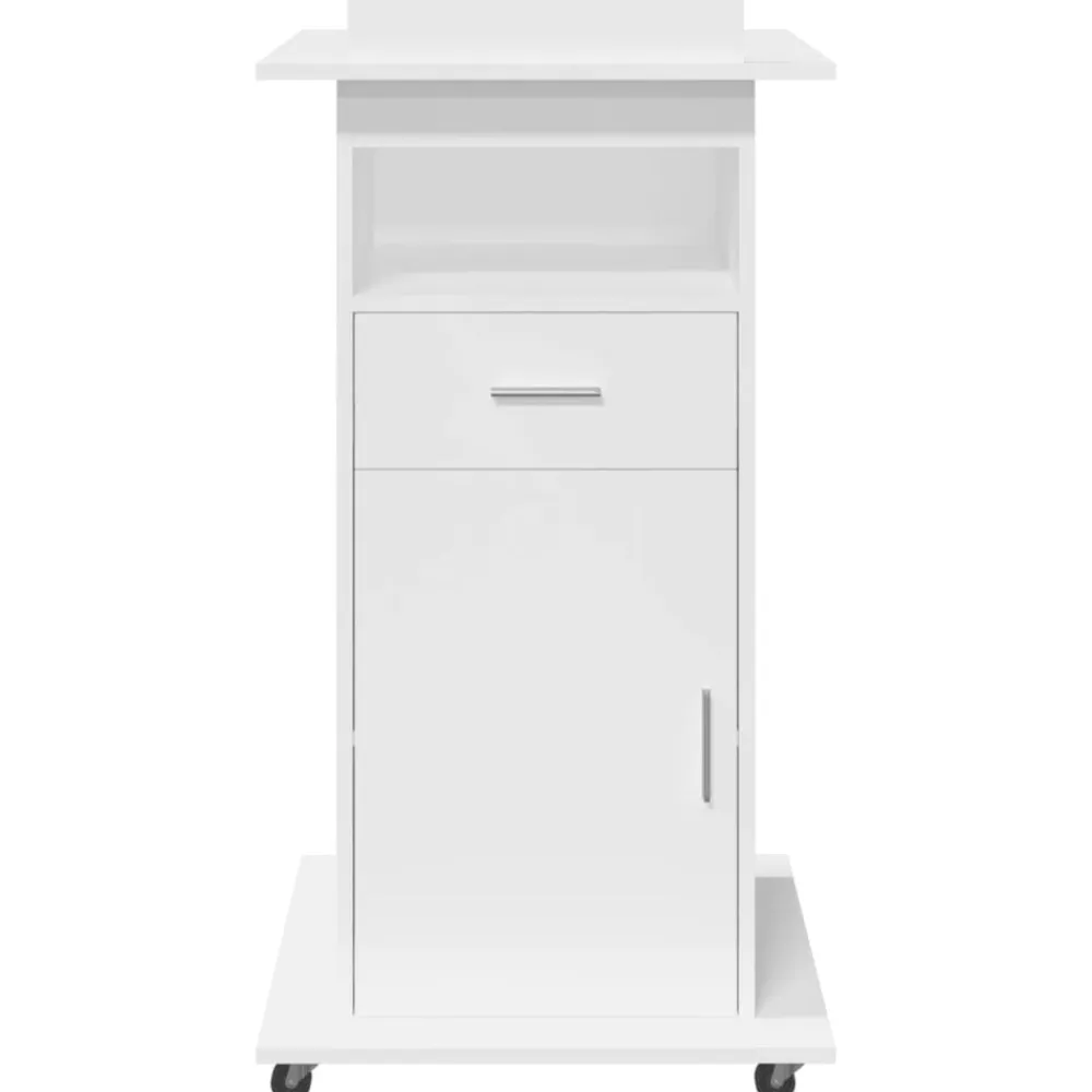 vidaXL Mobiliario De Oficina-Atril con ruedas y cajón madera ingeniería 55x55x107 cm