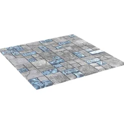 vidaXL Azulejo Mosaico 11 pcs 50 x 50 cm Cristal Gris y azul Sale