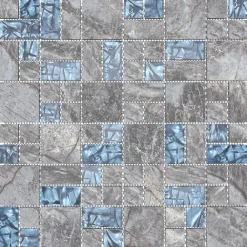 vidaXL Azulejo Mosaico 11 pcs 50 x 50 cm Cristal Gris y azul Sale