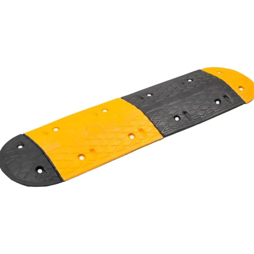 vidaXL Avisos-Badén de velocidad caucho amarillo y negro 129x32,5x4 cm