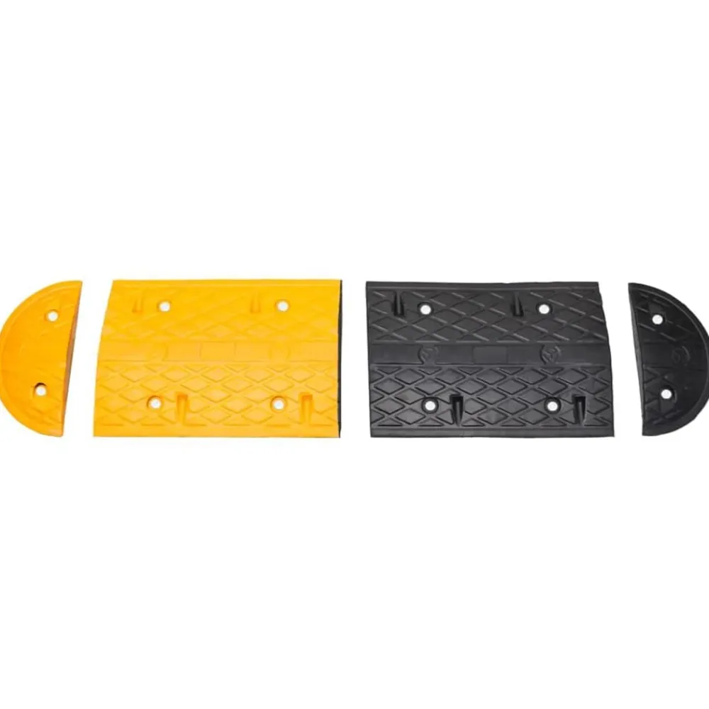 vidaXL Avisos-Badén de velocidad caucho amarillo y negro 129x32,5x4 cm