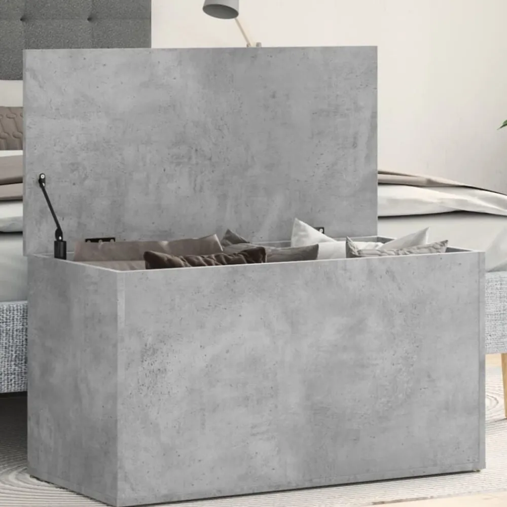 vidaXL Baúl almacenaje madera contrachapada gris hormigón 84x42x46 cm Gris hormigón Outlet