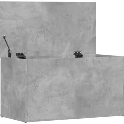 vidaXL Baúl almacenaje madera contrachapada gris hormigón 84x42x46 cm Gris hormigón Outlet
